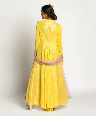 Yellow Amber Mastani Anarkali Set 4