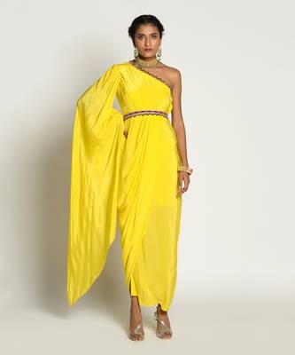 Yellow Amber Drape Dress 2