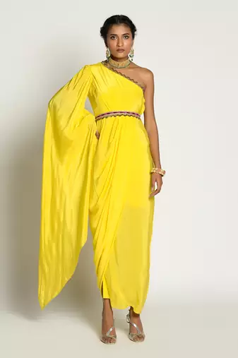 Yellow Amber Drape Dress