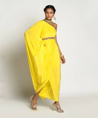 Yellow Amber Drape Dress 1