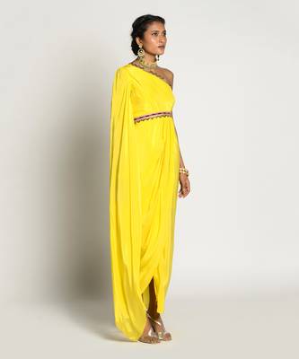 Yellow Amber Drape Dress 3