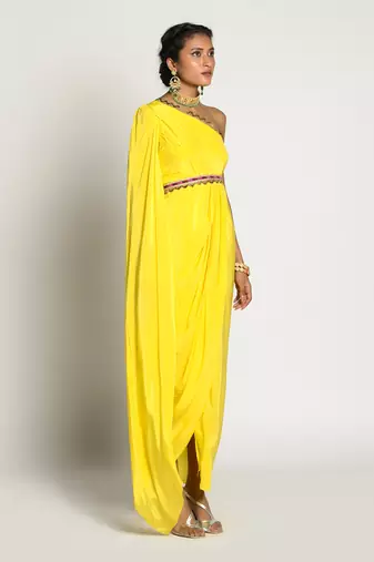 Yellow Amber Drape Dress