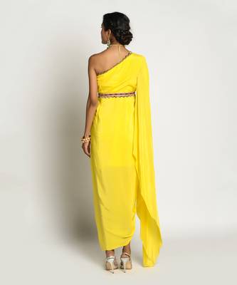 Yellow Amber Drape Dress 4