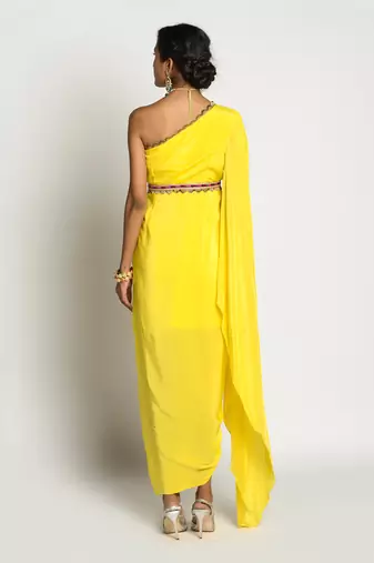 Yellow Amber Drape Dress