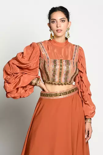 Tangerine Aayat Skirt Set