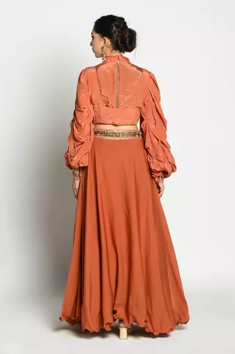 Tangerine Aayat Skirt Set