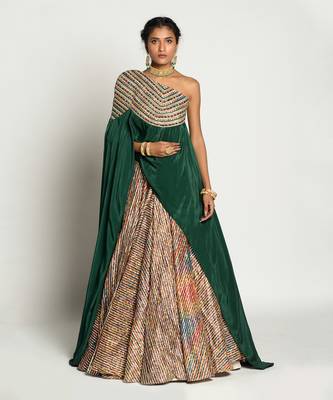 Bottle Green Inayat Lehenga Set 1