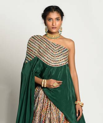 Bottle Green Inayat Lehenga Set 4