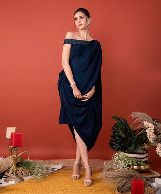 Blue Off Shoulder Dress 1