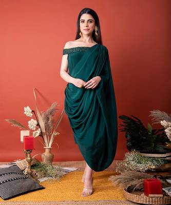 Dark Green Off Shoulder Dress 1