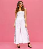 White Cotton Printed Jumpsuit