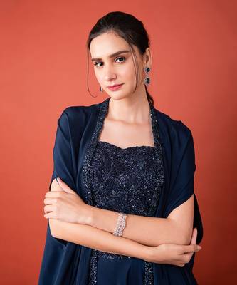 Blue Bralette With Circle Skirt & Cape 3