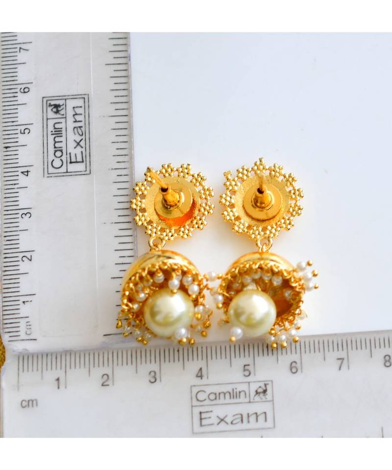 Lovely Gold Tone Cute Pearl Jhumkka-dj06092