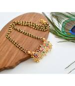 Gold tone pink-green-white Nama-shanku-chakra mangalsutra dj-36103