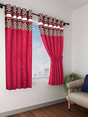 Designer Textured Polyester Curtain In Fancy Modern Design With Eyelets  2pc 5 Feet (pure living) 1