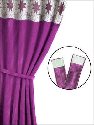 BIANCA Designer Textured Polyester Curtain In Fancy Modern Design With Eyelets  2pc 5 Feet (pure living) mix match wine 5