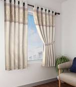 BIANCA Designer Textured Polyester Curtain In Fancy Modern Design With Eyelets  2pc 5 Feet (pure living) mix match gold