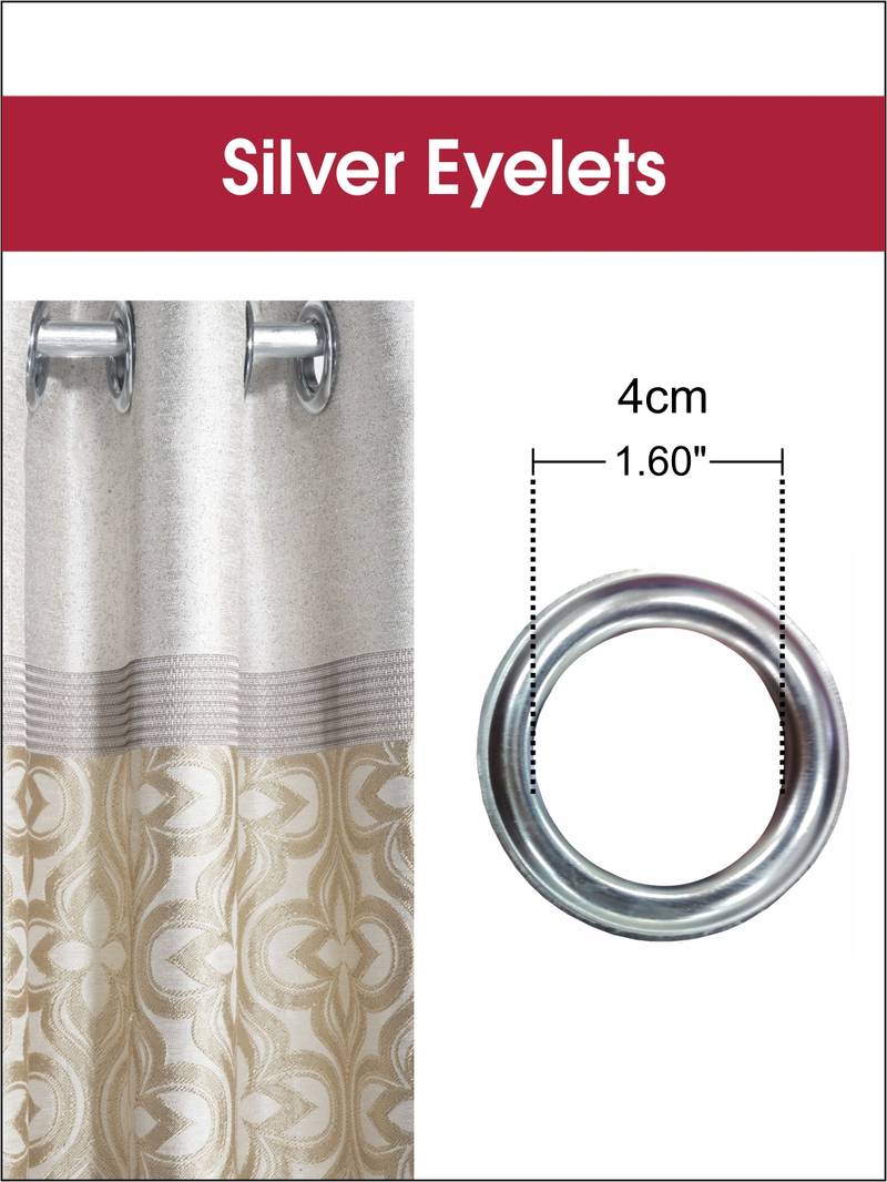 BIANCA Designer Textured Polyester Curtain In Fancy Modern Design With Eyelets  2pc 5 Feet (pure living) mix match gold