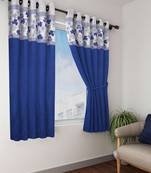 BIANCA Designer Textured Polyester Curtain In Fancy Modern Design With Eyelets  2pc 5 Feet (pure living) mix match blue
