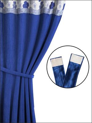 BIANCA Designer Textured Polyester Curtain In Fancy Modern Design With Eyelets  2pc 5 Feet (pure living) mix match blue 5