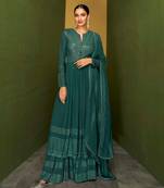 Teal-green mirror georgette salwar