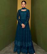 Blue sequins georgette salwar