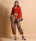 Rust Top And Mustard Leheriya Baggy Pant