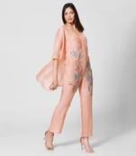 Peach Embellished Jumpsuit With Jacket