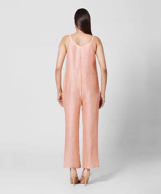 Peach Embellished Jumpsuit With Jacket 2