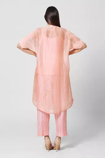 Peach Embellished Kaftan Tunic Set