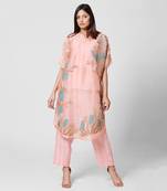 Peach Embellished Kaftan Tunic Set