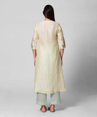 Lemon Embellished Assymetrical Kurta Set 3