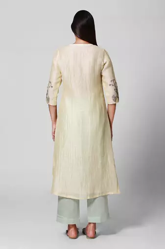 Lemon Embellished Assymetrical Kurta Set