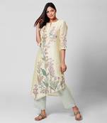 Lemon Embellished Assymetrical Kurta Set