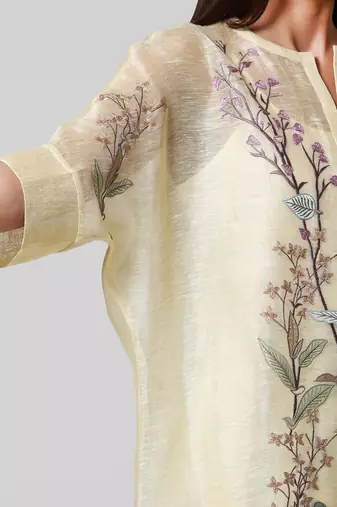Lemon Embellished Kaftan Tunic Set