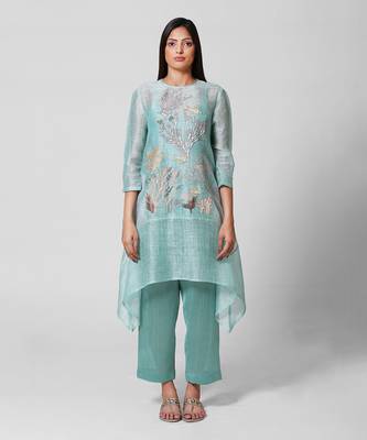 Sea Green Embroidered Kurta Set 1
