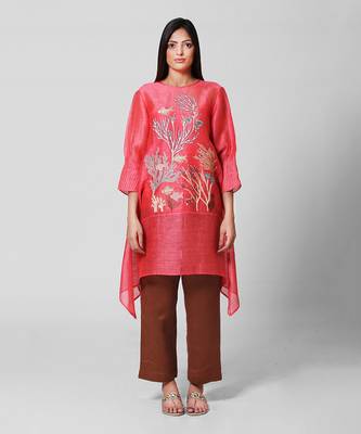Red Thread Embroidered Kurta Set 1