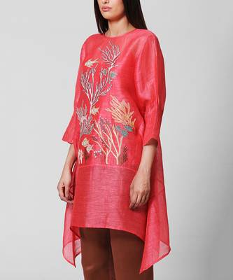 Red Thread Embroidered Kurta Set 2