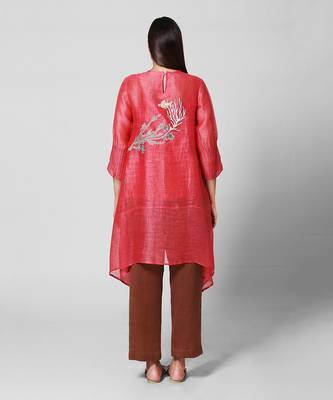 Red Thread Embroidered Kurta Set 4