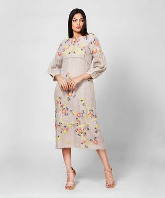 Light Brown Embroidred Dress 1