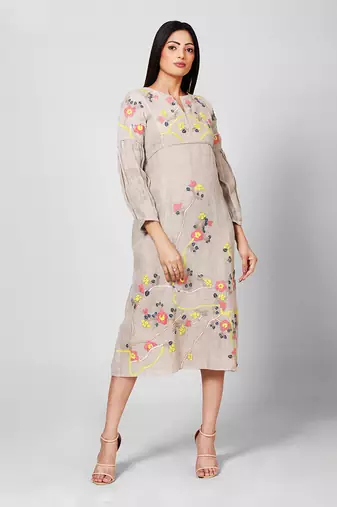 Light Brown Embroidred Dress
