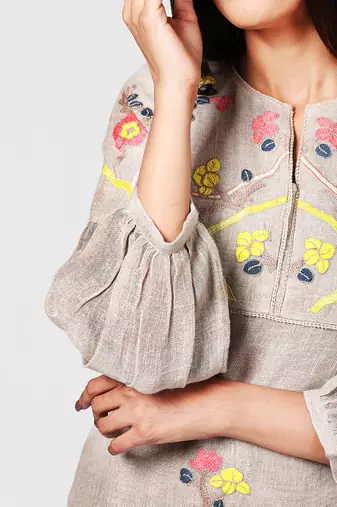 Light Brown Embroidred Dress