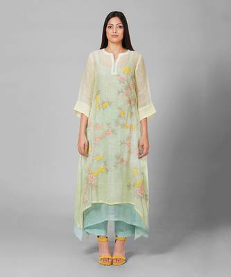 Yellow Thread Embroidered Kurta Set 1