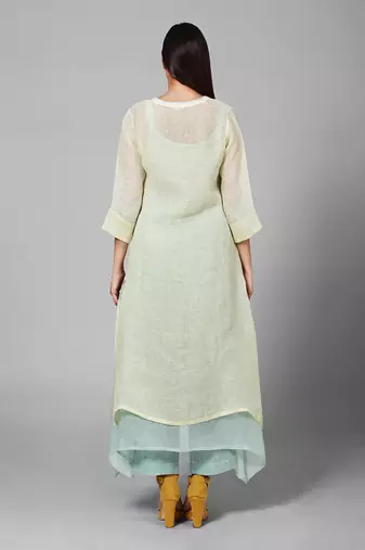 Yellow Thread Embroidered Kurta Set