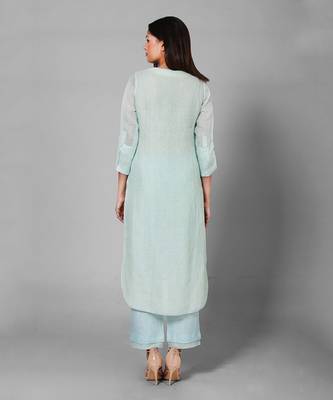 Sea Green Embroidered Kurta Set 4