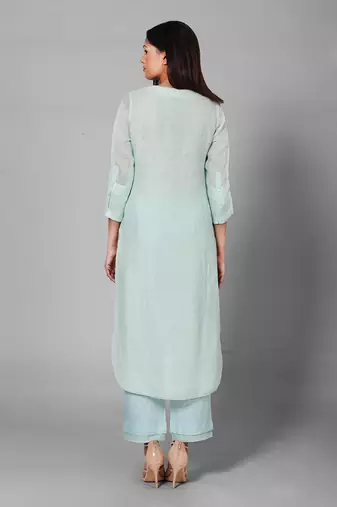 Sea Green Embroidered Kurta Set