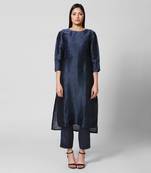Dark Blue Silk Kurta Set