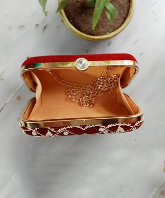 Maroon Floral Hand Embroidered Clutch 3