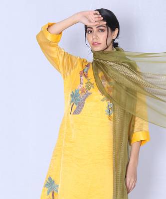 Yellow Line Kurta Set 5