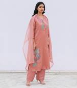Pink Linen Kurta And Pant Set